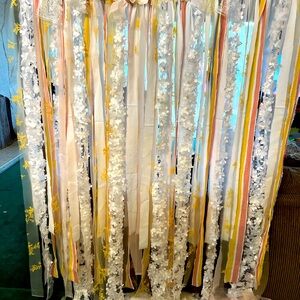 Fabric garland - shabby chic - country - pink, yellow, white - wedding- birthday